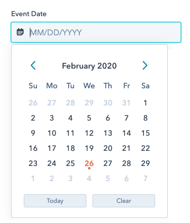 Datumsfeld mit geöffneter Kalenderauswahl