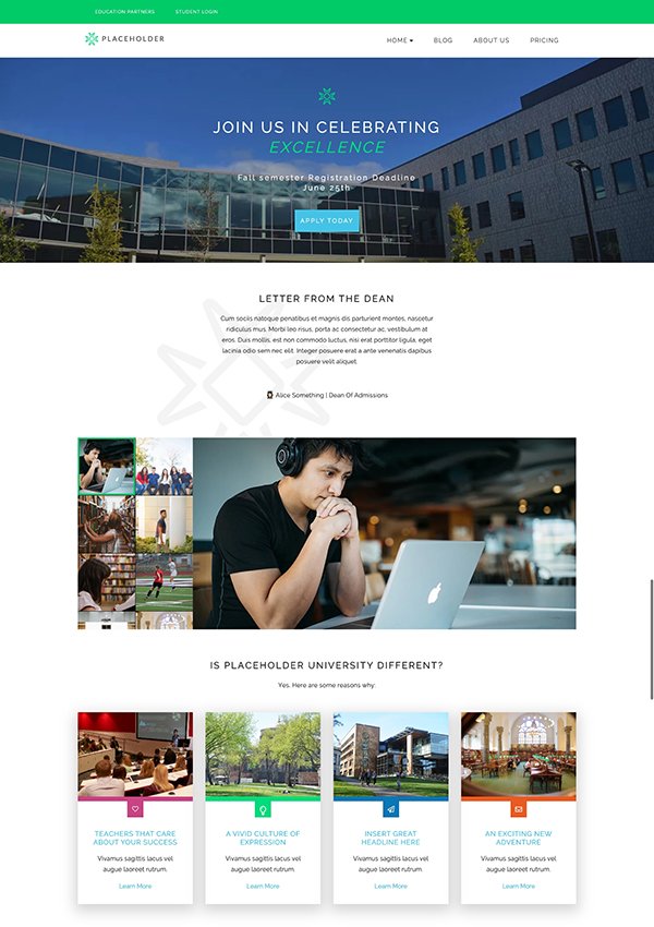 Screenshot des Education-Designs